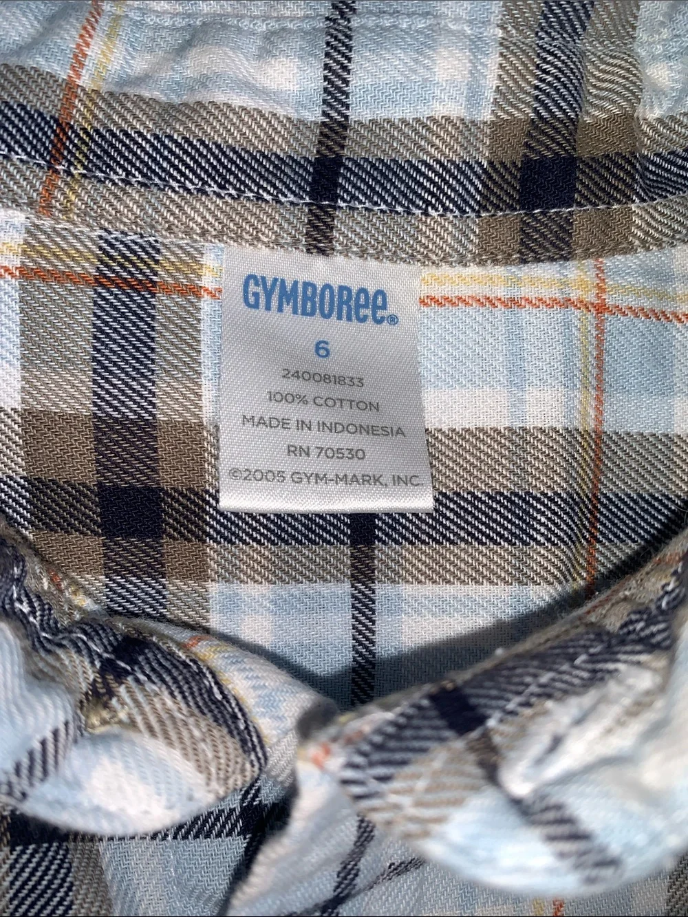 Gymboree Light Blue Plaid Button Down Shirt 6 EUC